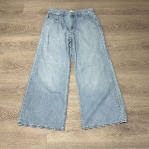 Uniqlo Light Wash Drapey Flared Jeans